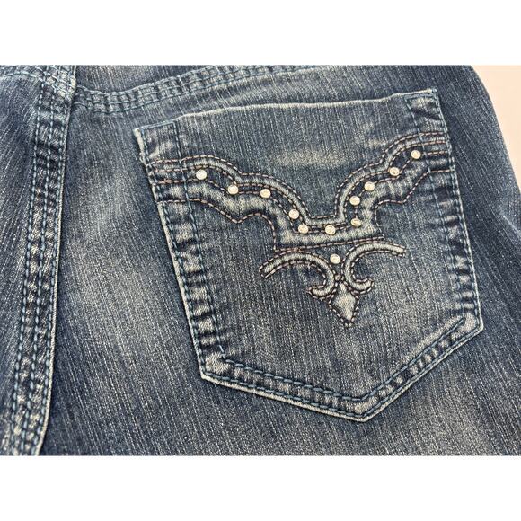 Vigold Skinny Jeans Women 7/8 Straight Leg Faded Distressed Sequined Medium Wash - Picture 11 of 13